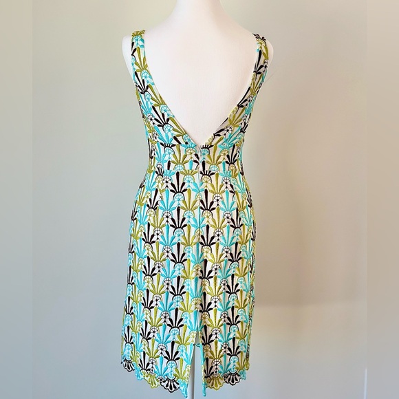 Vintage Milly Green Blue Brown White Embroidered Dress - Picture 12 of 14